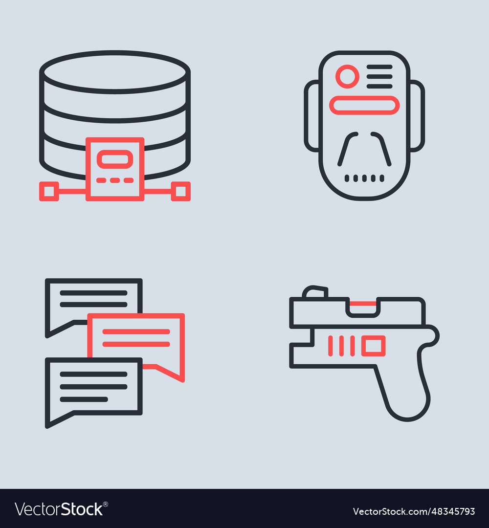 Set line artificial intelligence robot speech vector image Set line artificial intelligence robot speech