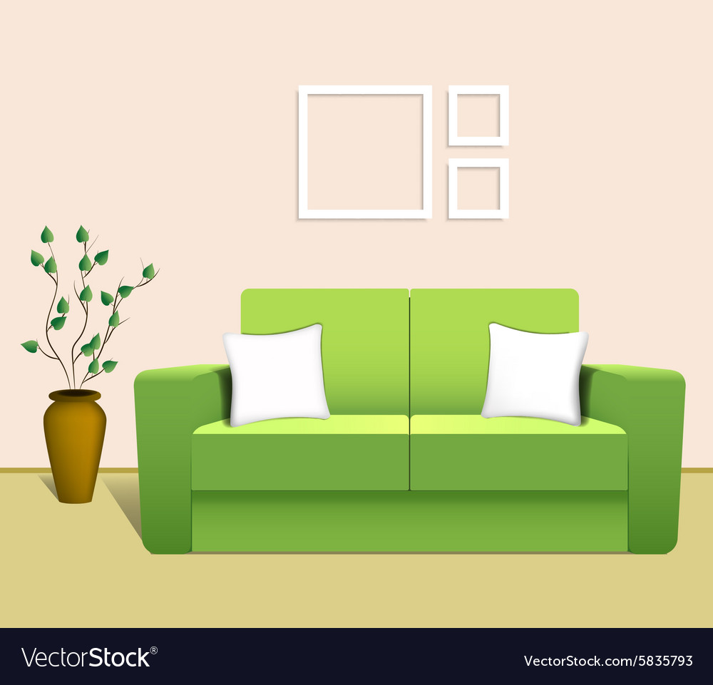 Sofa in the interior Royalty Free Vector Image