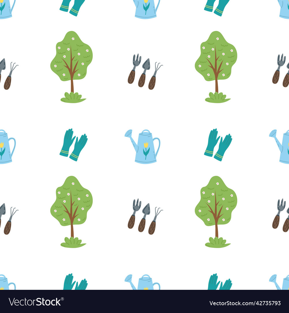 Spring seamless pattern flat