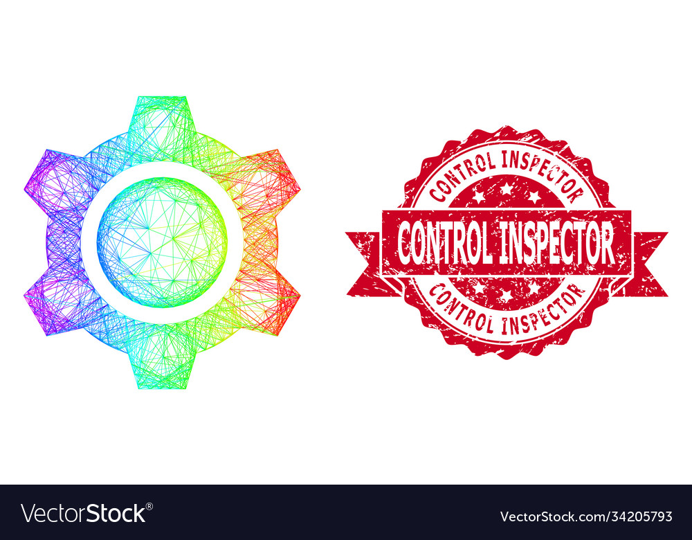 Textured control inspector seal and multicolored vector image Textured control inspector seal and multicolored