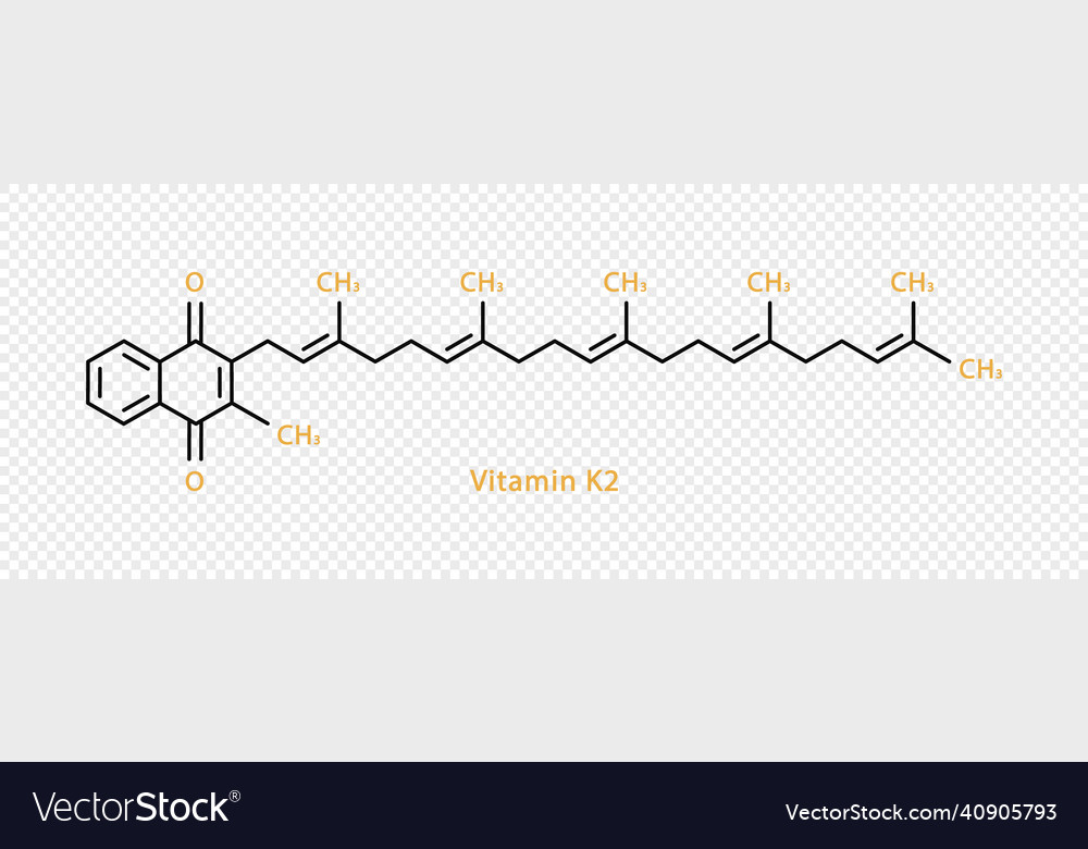Vitamin k2 chemical formula k2 structural Vector Image