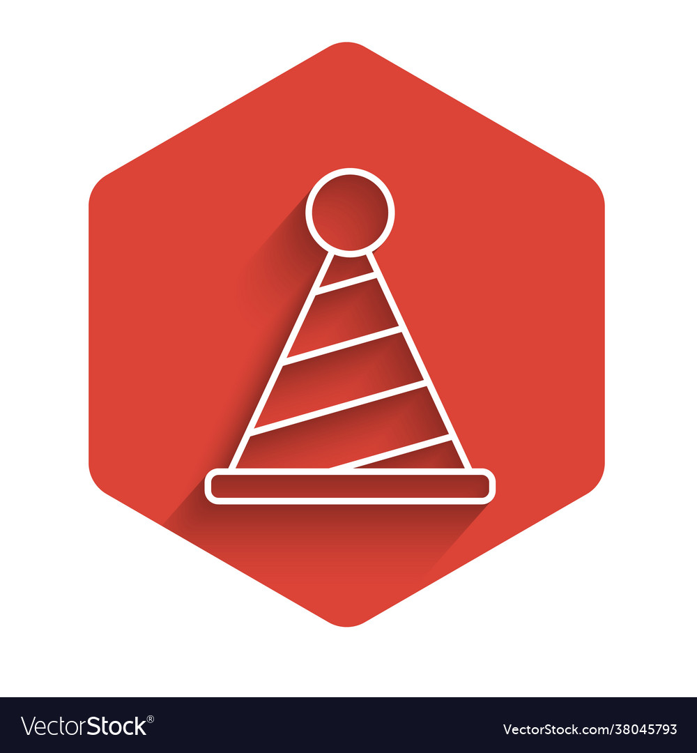 White line party hat icon isolated with long