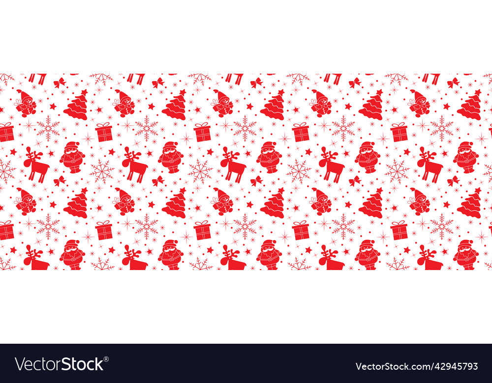 White seamless pattern with red christmas ornament