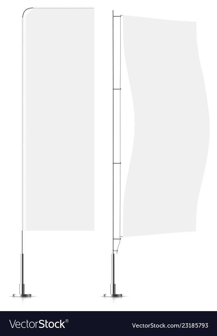 White Textile Banner Flags Banner Flag Mockups Vector Image