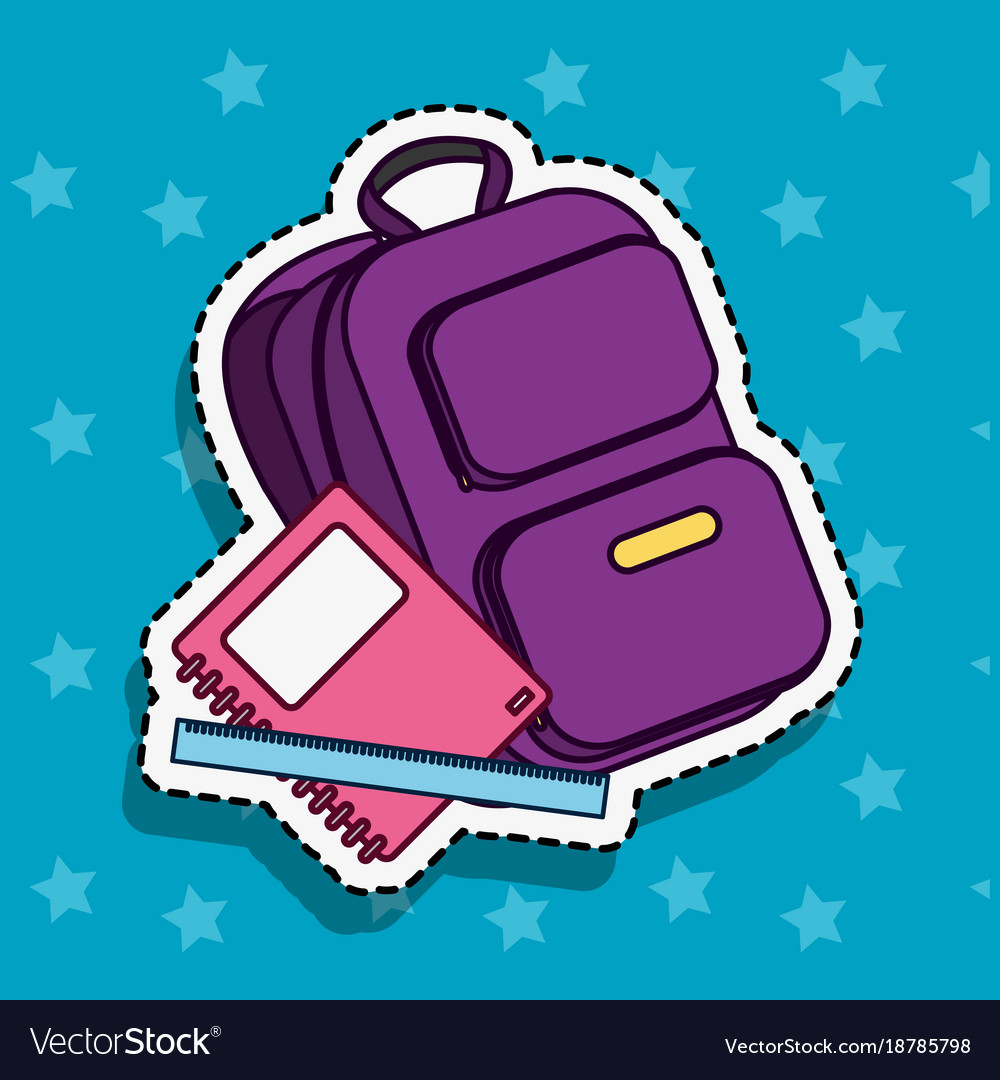 Backpack with notebook and ruler patches tool