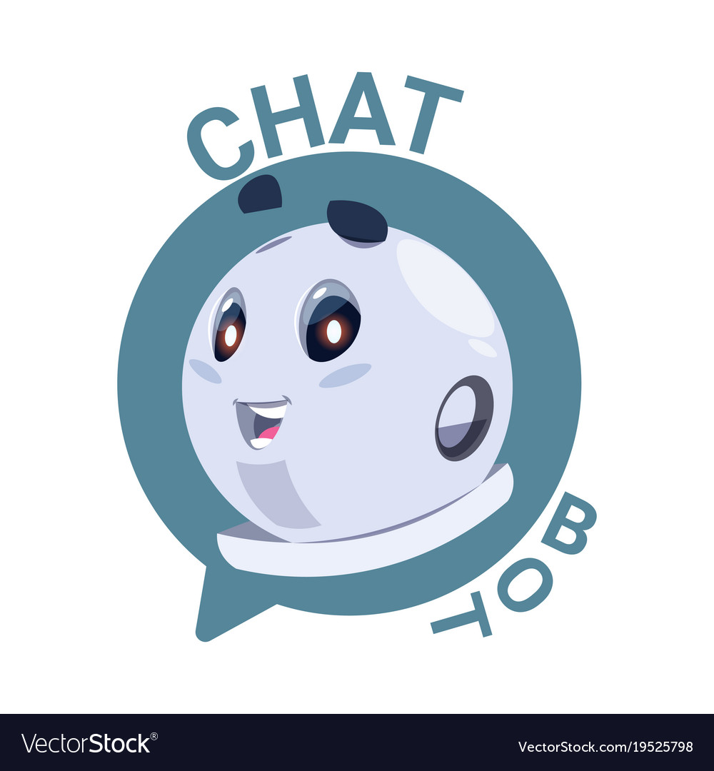 Chat Bot Icon Cute Robot Chatter Or Chatterbot Vector Image