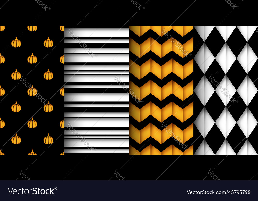 Collection of halloween patterns with simple Vector Image Collection of halloween patterns with simple