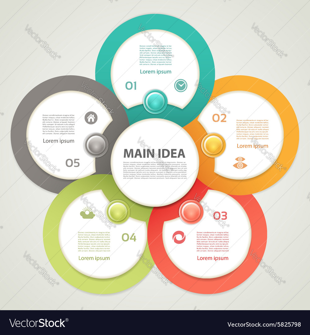 Cyclic diagram with five steps and icons eps 10