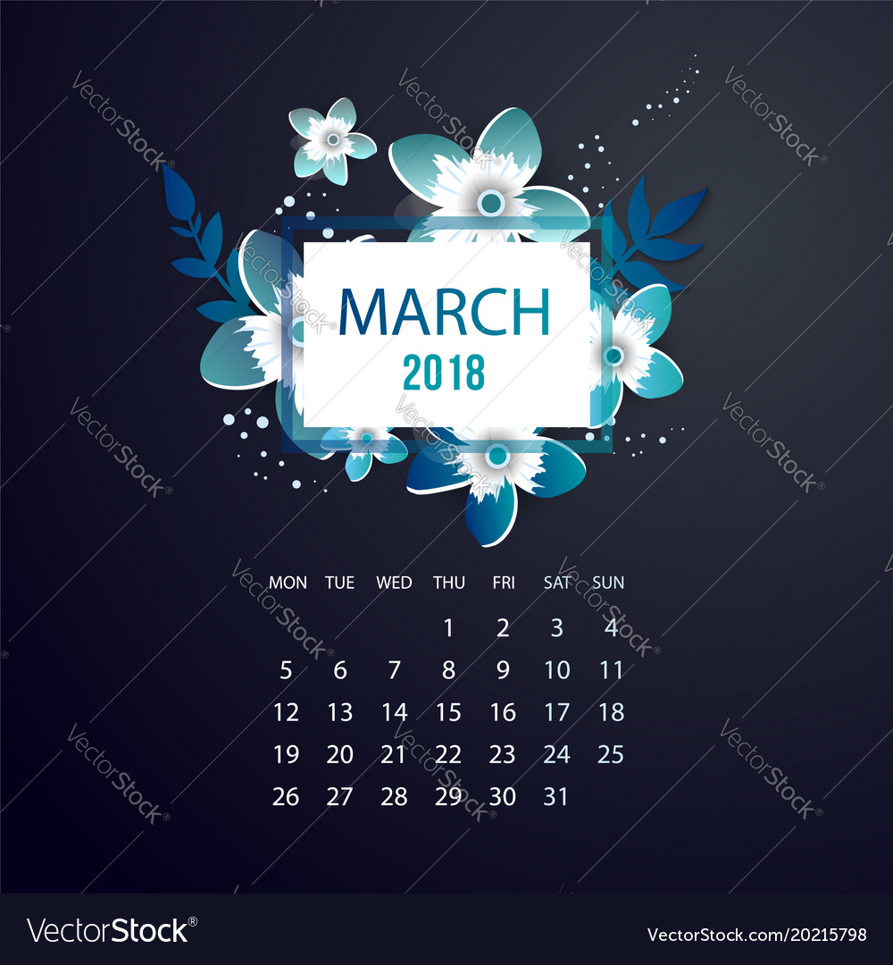 Design Blumen Vorlage Kalender 2018