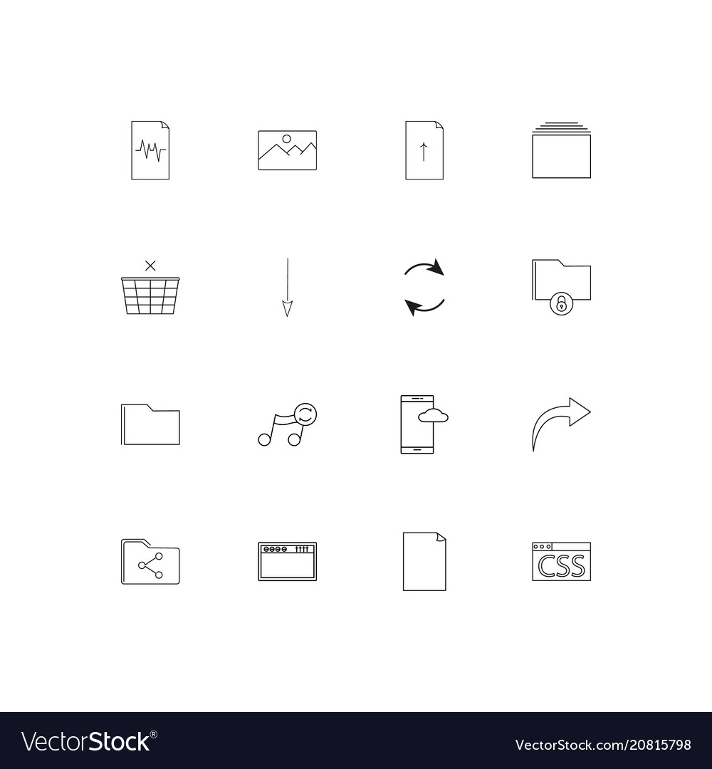 Files and folders sign linear thin icons set