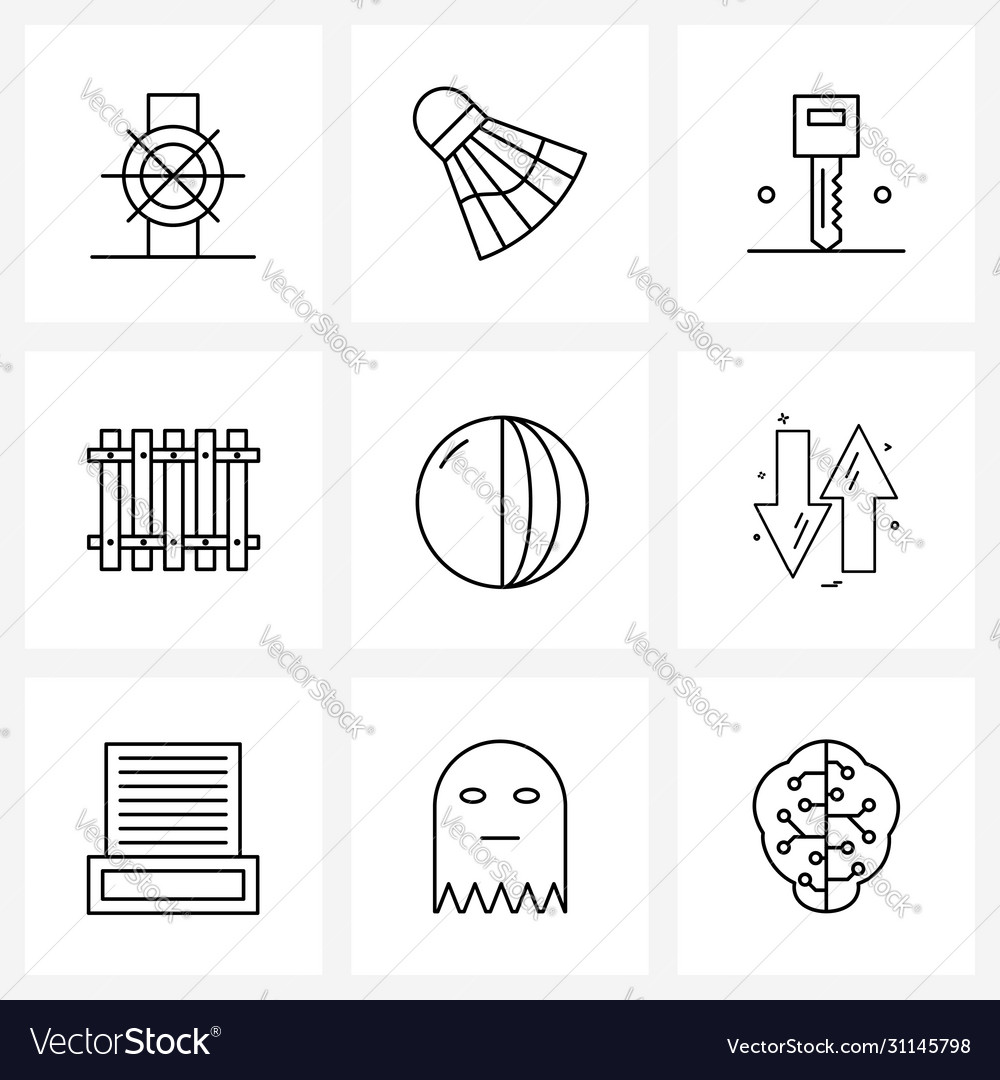 Modern style set 9 line pictograph grid based