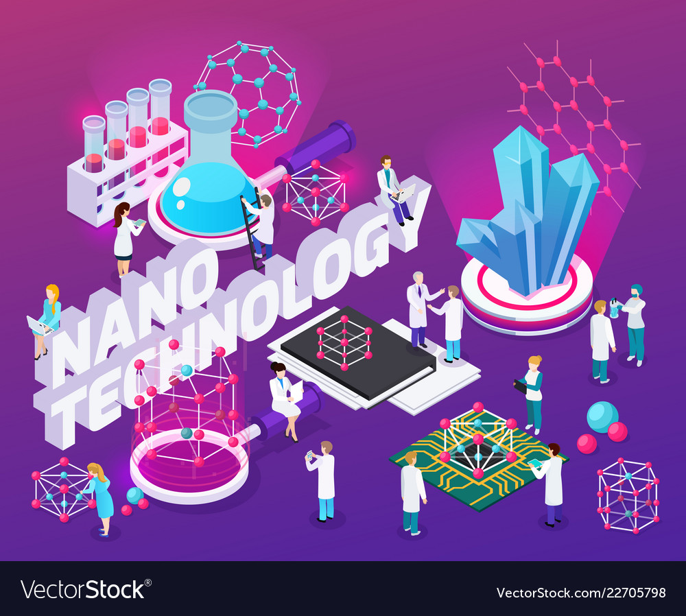 Nanotechnology isometric composition Royalty Free Vector