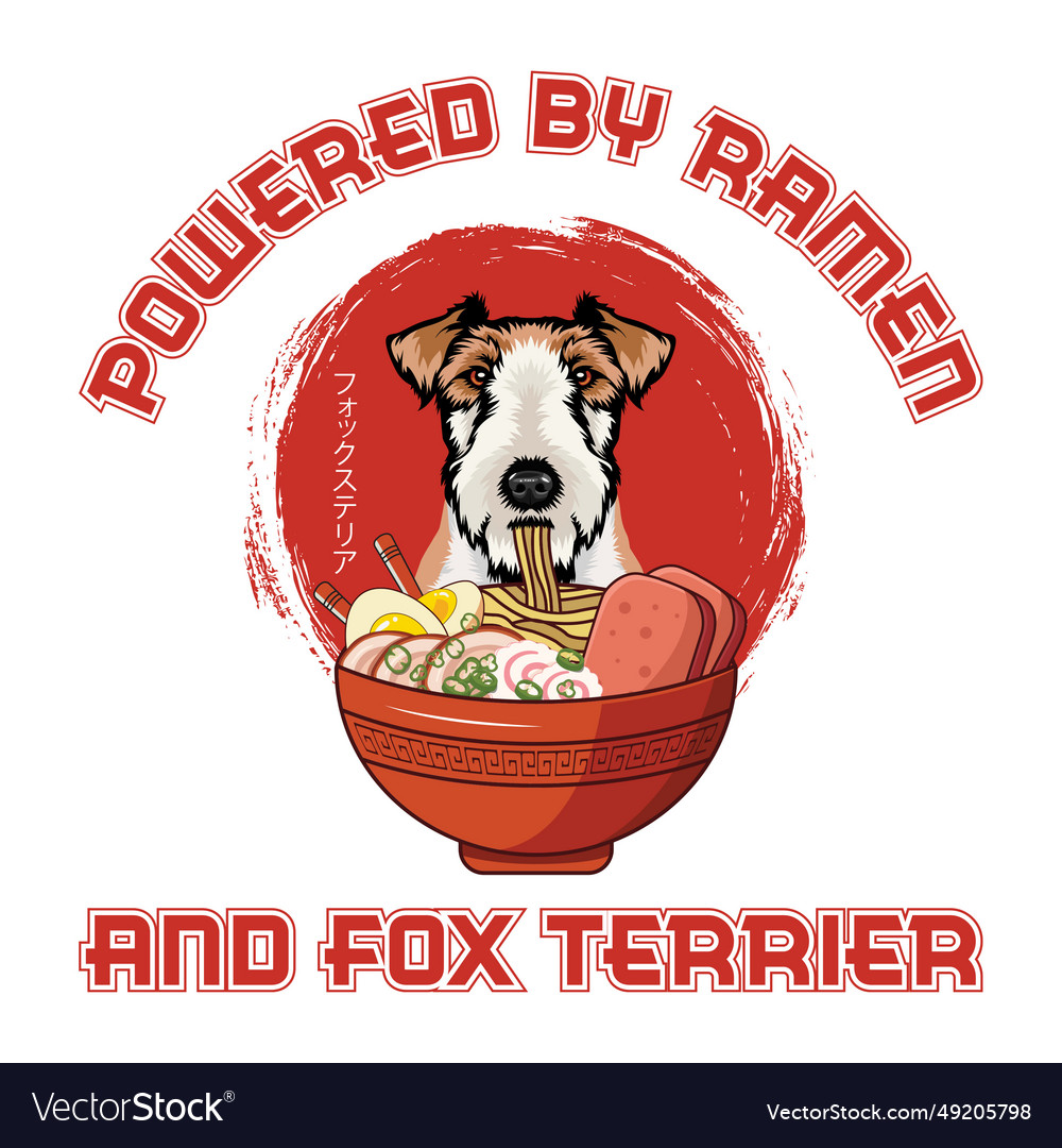 Ramen sushi fox terrier dog design for printing Vector Image