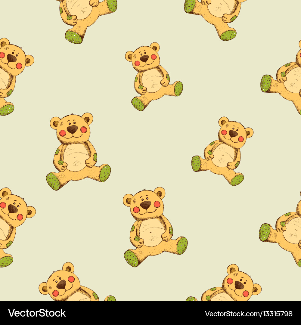 Seamless pattern with teddy Royalty Free Vector Image