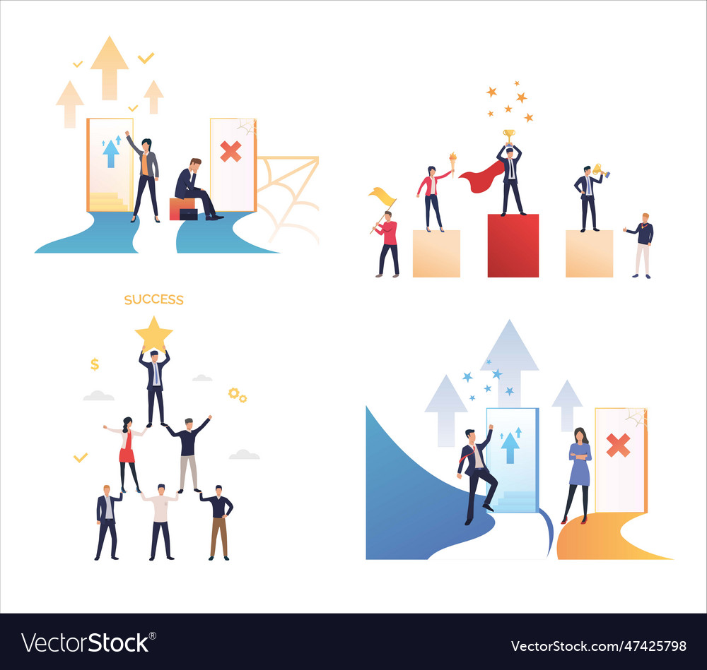 Set of business people achieving professional Vector Image