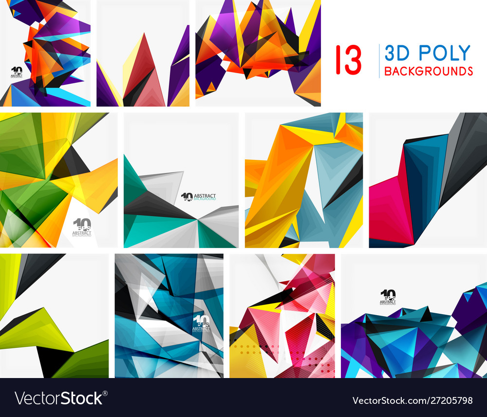 Set triangular low poly 3d design backgrounds