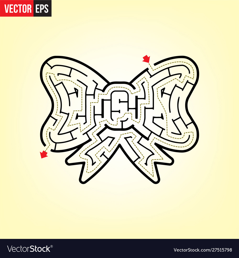 Solved maze with bow shape in light yellow