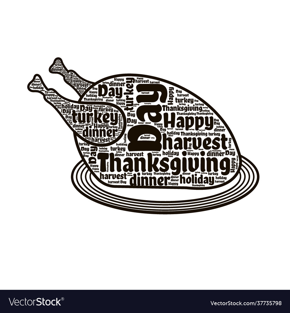 Word cloud thanksgiving typography in shape