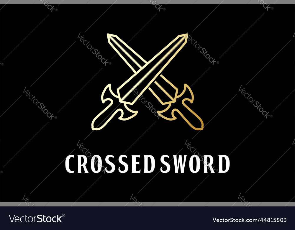 Ancient golden crossed sword for war battle game Vector Image Ancient golden crossed sword for war battle game