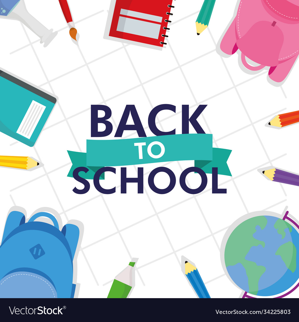 Back to school season poster with lettering