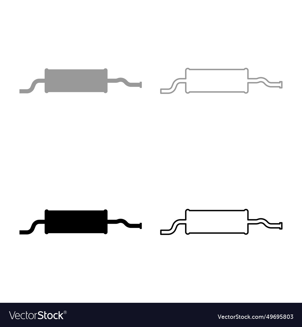 Exhaust pipe car muffler silencer set icon grey Vector Image