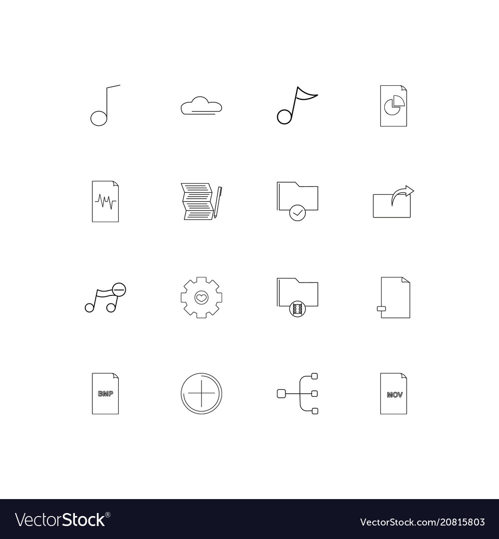Files and folders sign linear thin icons set