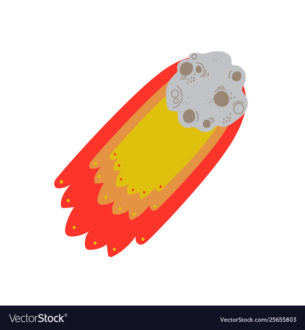Flaming comet falling down asteroid space vector image Flaming comet falling down asteroid space