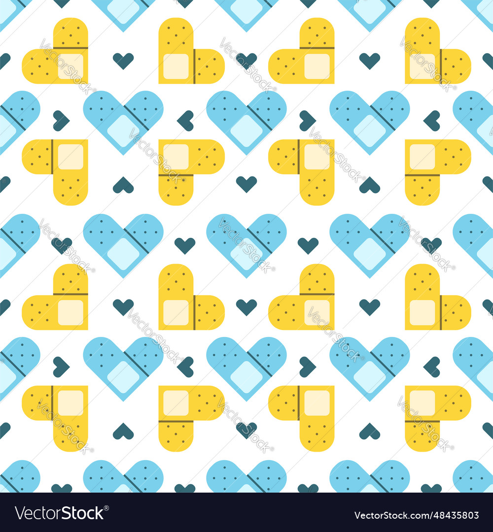 Flat cute seamless pattern of medical plaster