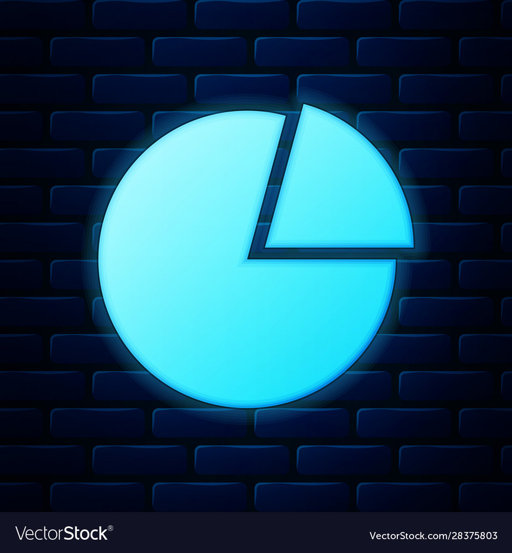 Glowing neon pie chart infographic icon isolated