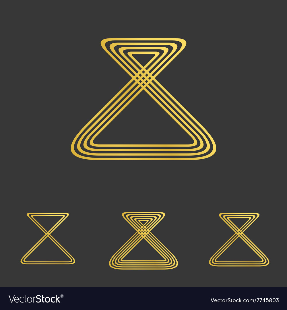 Golden line loop logo design set