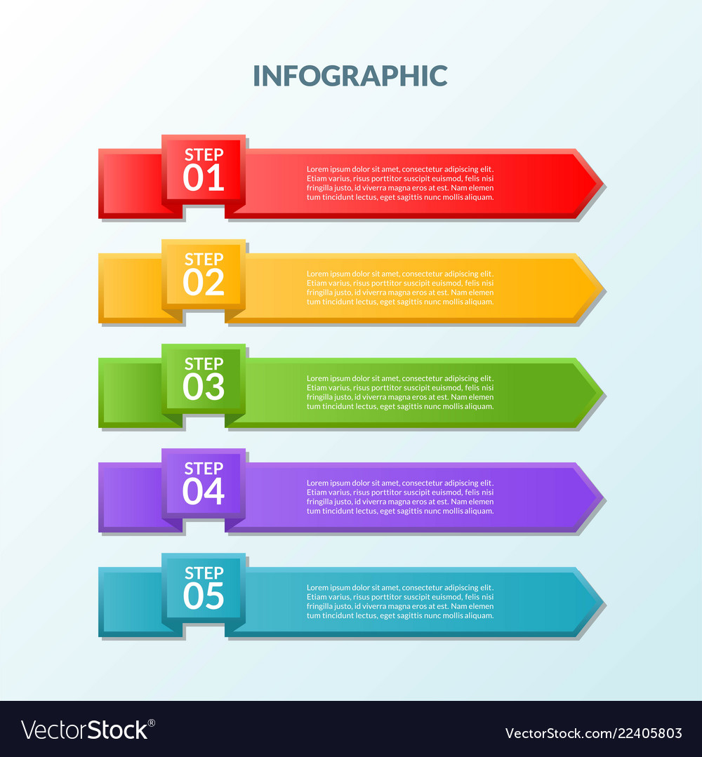 Infographic template of flag 5 steps or workflow