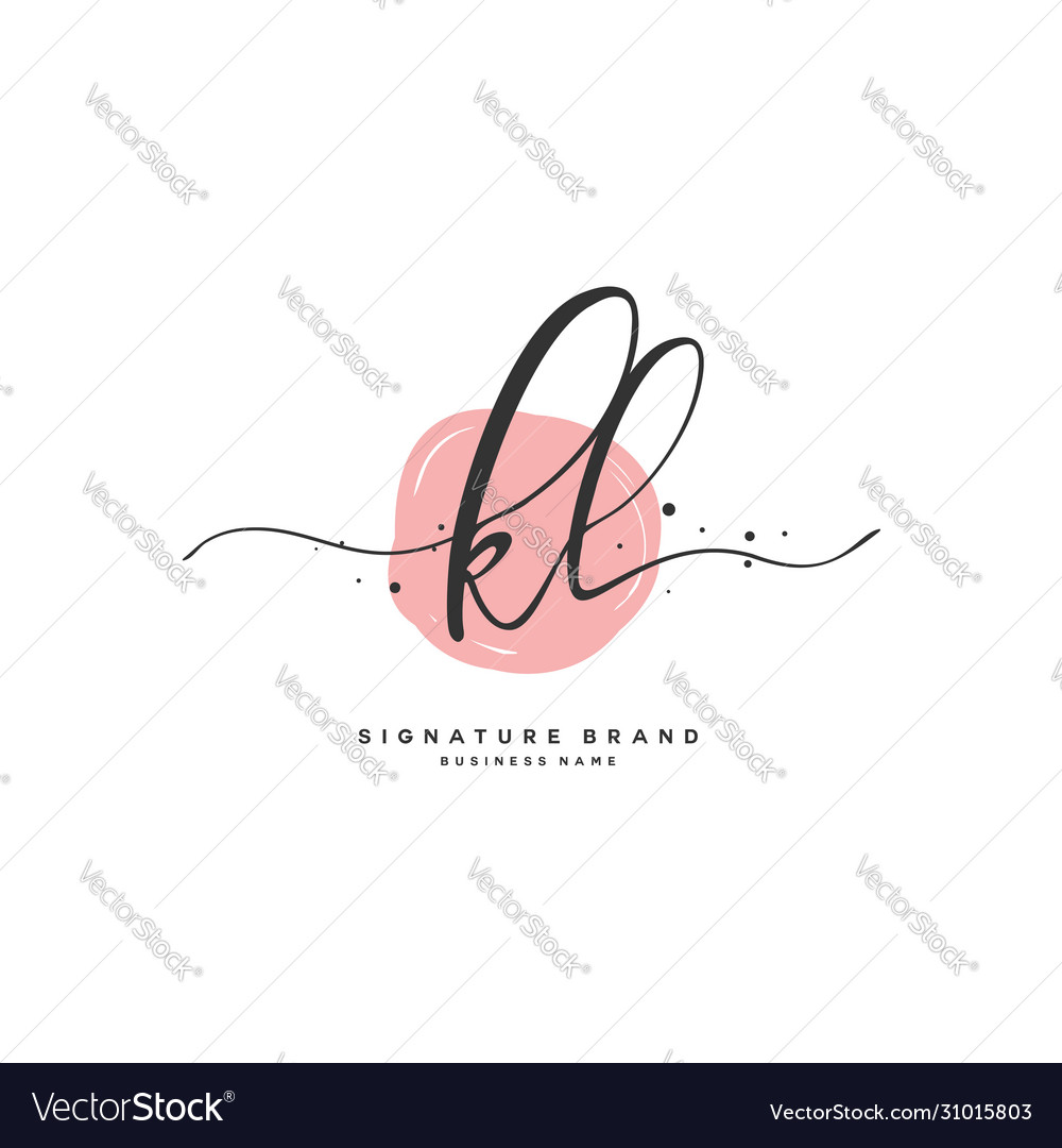 K L Kl Initial Letter Handwriting And Signature Vector Image