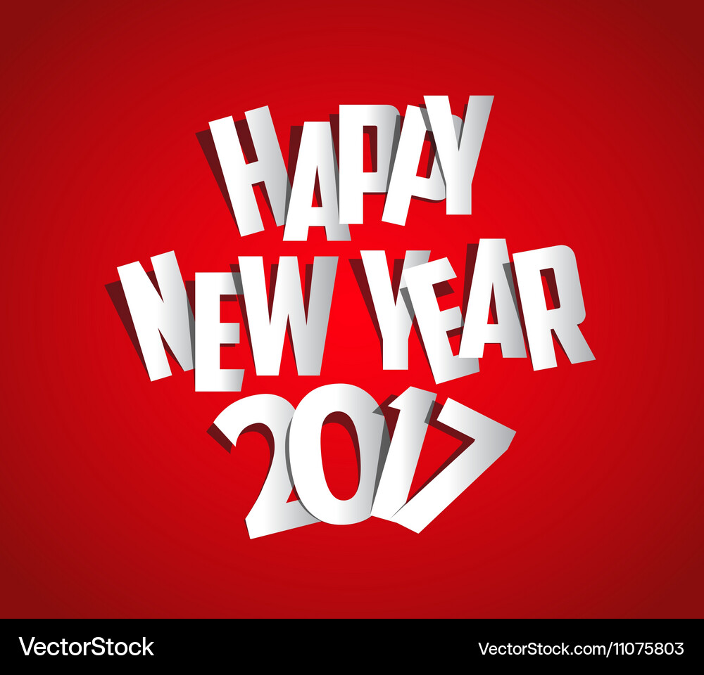 Letter folding with paper happy new year 2017 Vector Image
