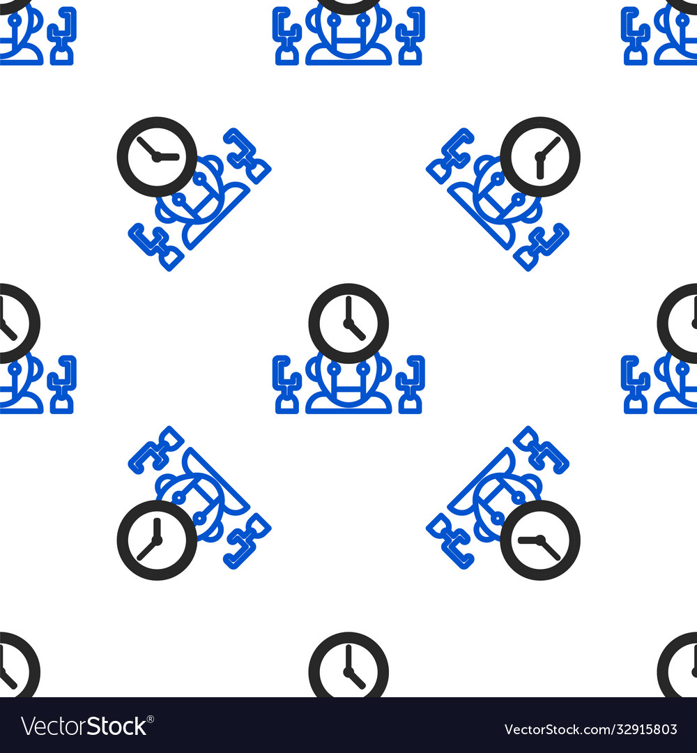 Line robot and digital time manager icon isolated