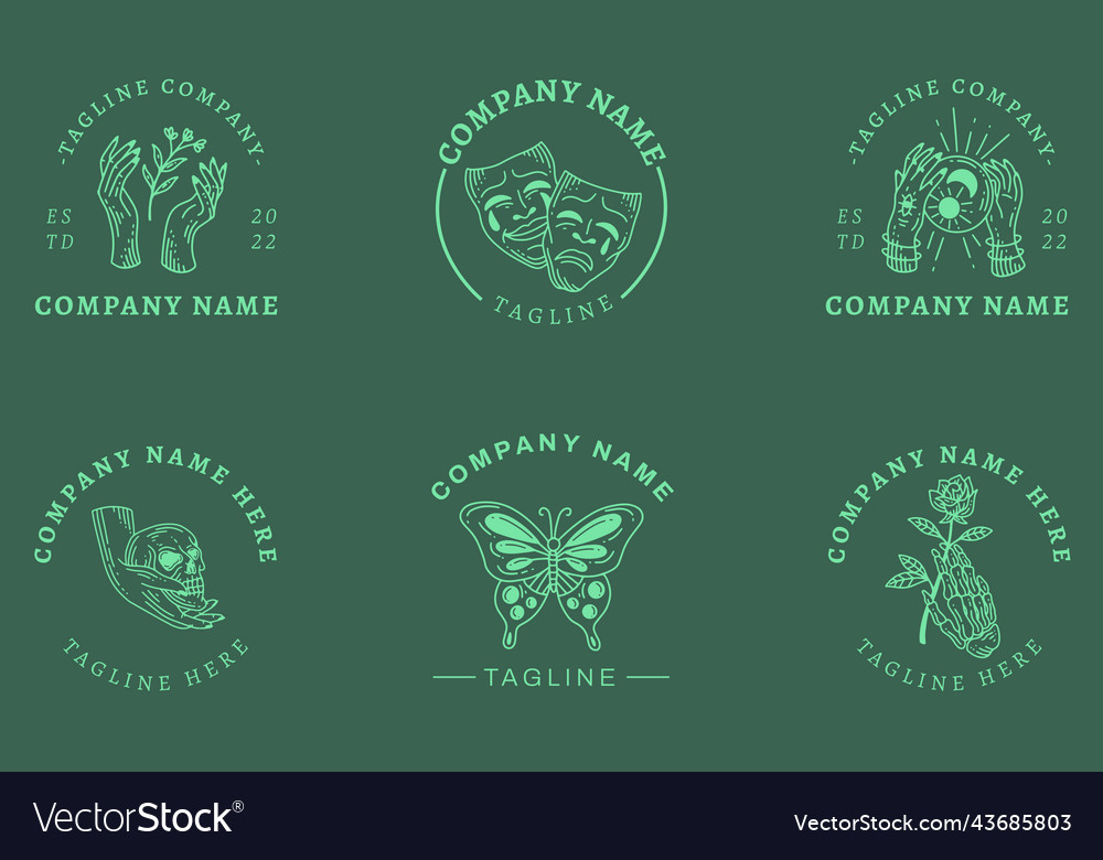 Minimalist logo symbol templates mystical Vector Image