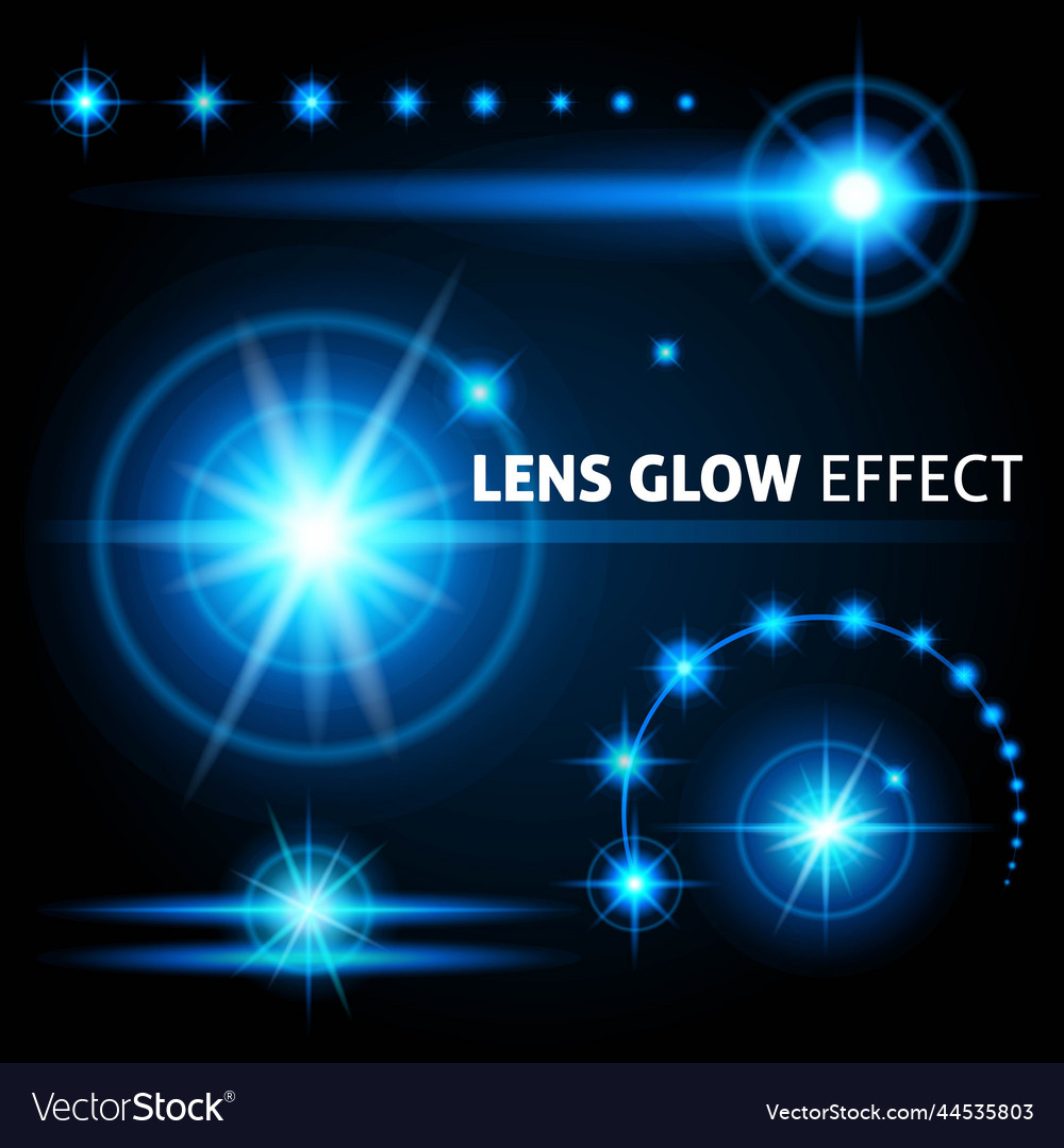 Realistic lens flares and rays flash white light