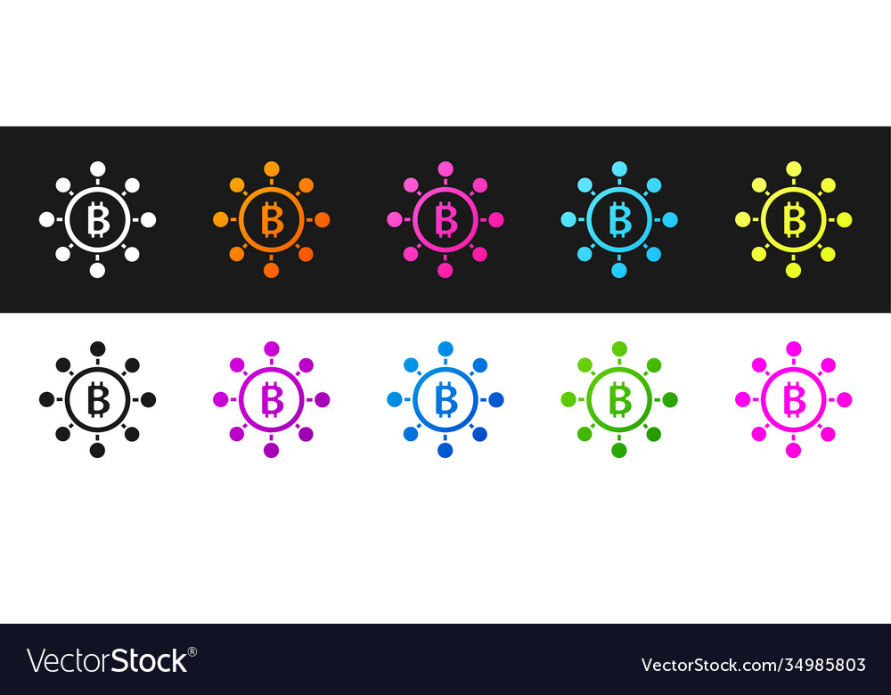 Set blockchain technology bitcoin icon isolated