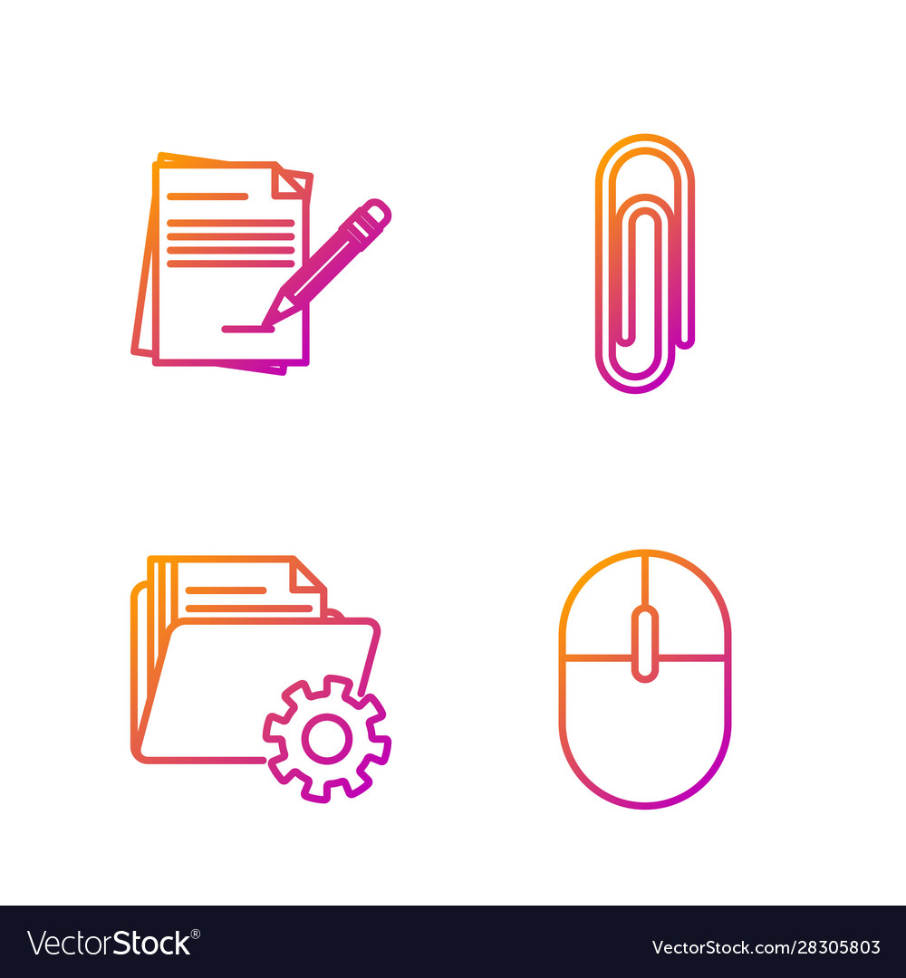 Set line computer mouse folder settings vector image Set line computer mouse folder settings