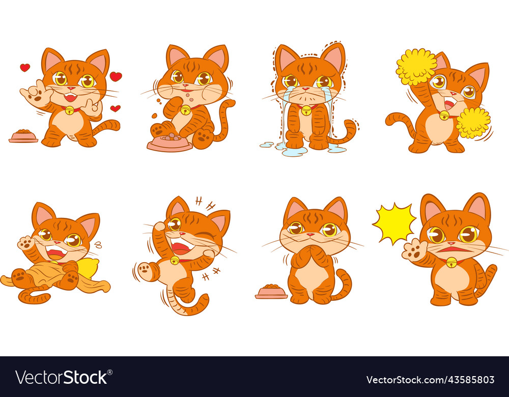 Set of cute cat character