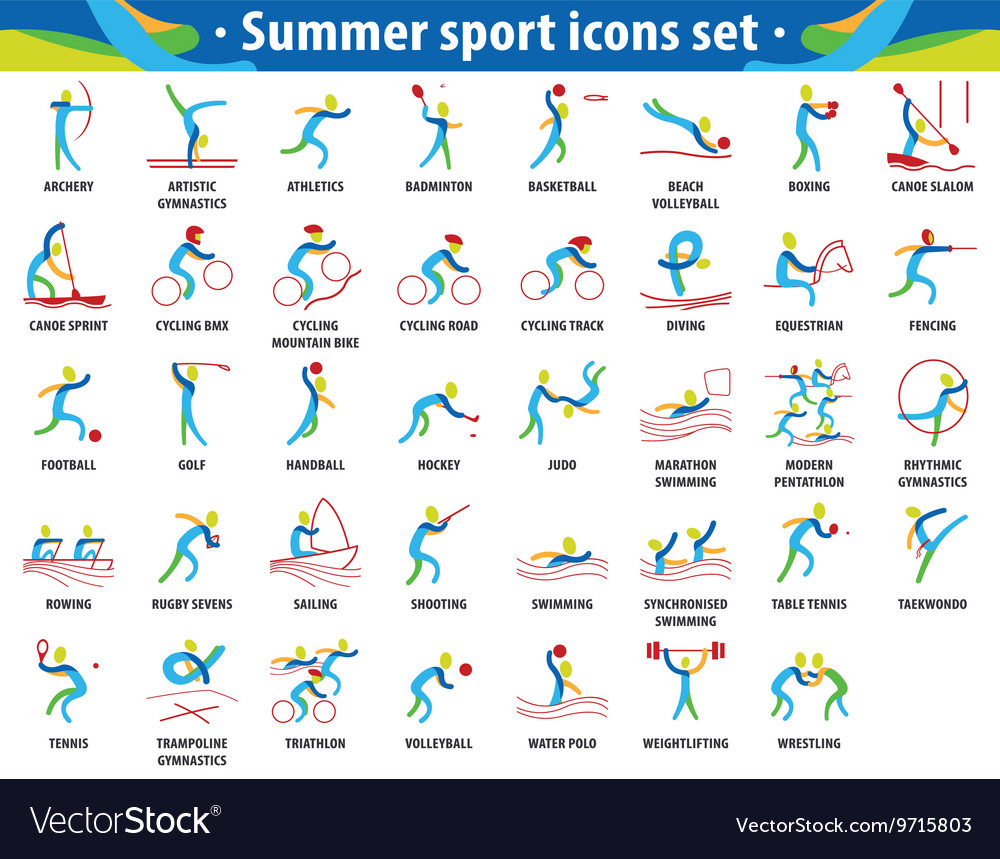 Sport icons color set Royalty Free Vector Image