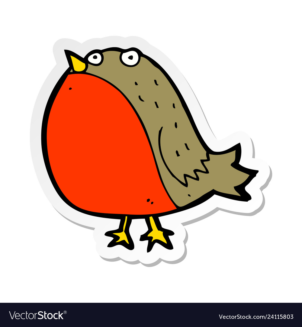 Sticker of a cartoon robin Royalty Free Vector Image