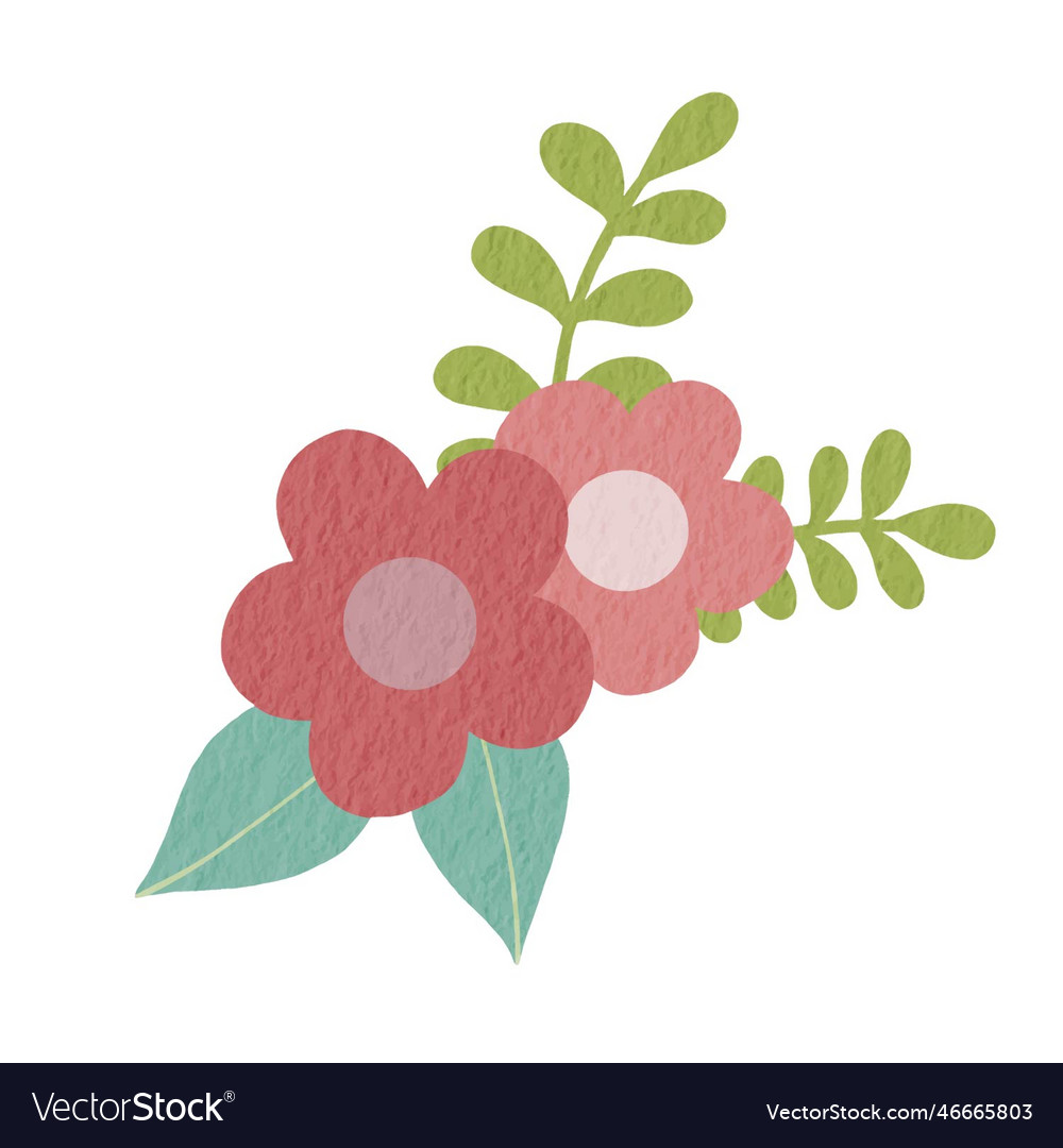 Sweet flower with leaf bouquet for decoration Vector Image