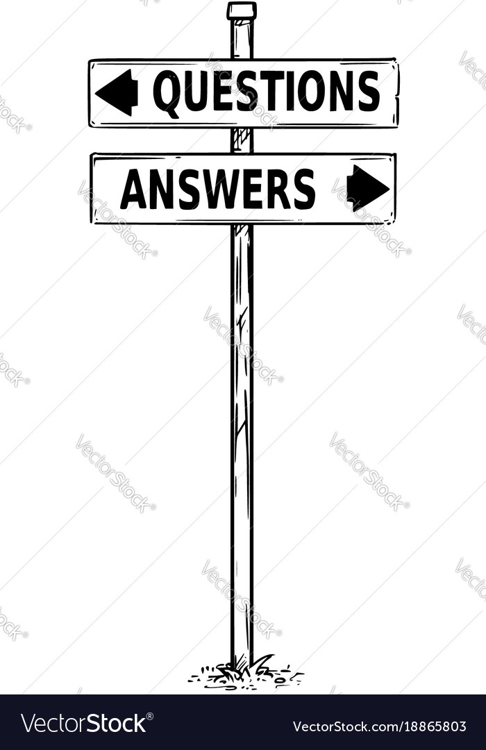 Two arrow sign drawing of question or answers