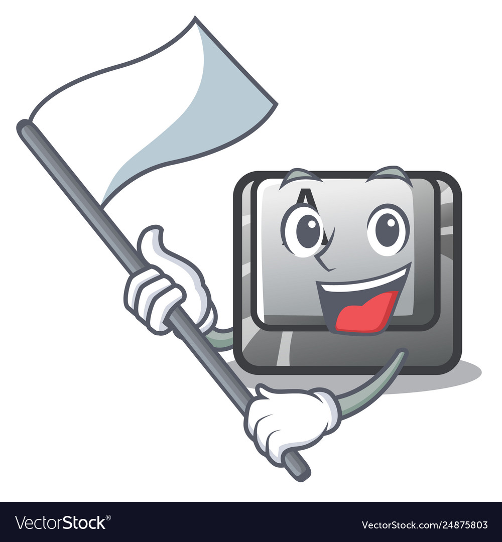 With flag a button attached cartoon keyboard