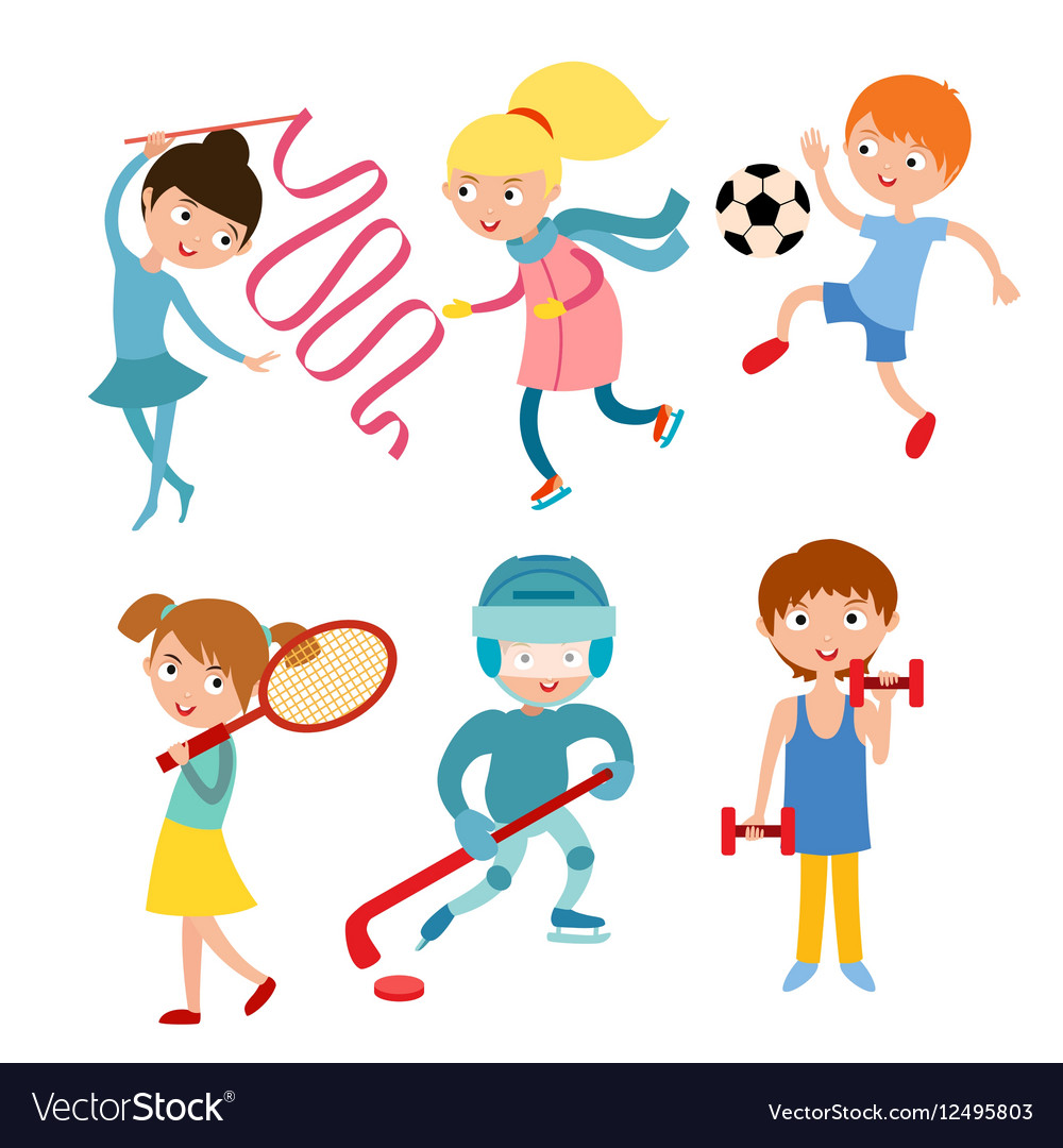 Young kids sportsmens isolated on white Royalty Free Vector