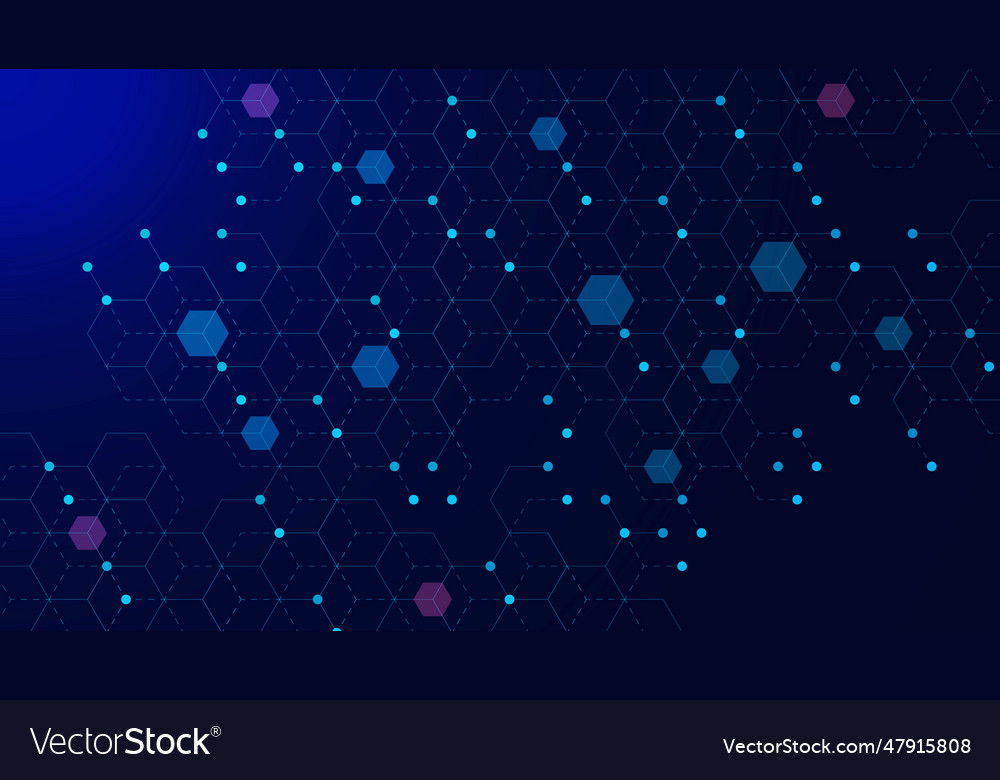 Abstract hexagons connection dots and lines