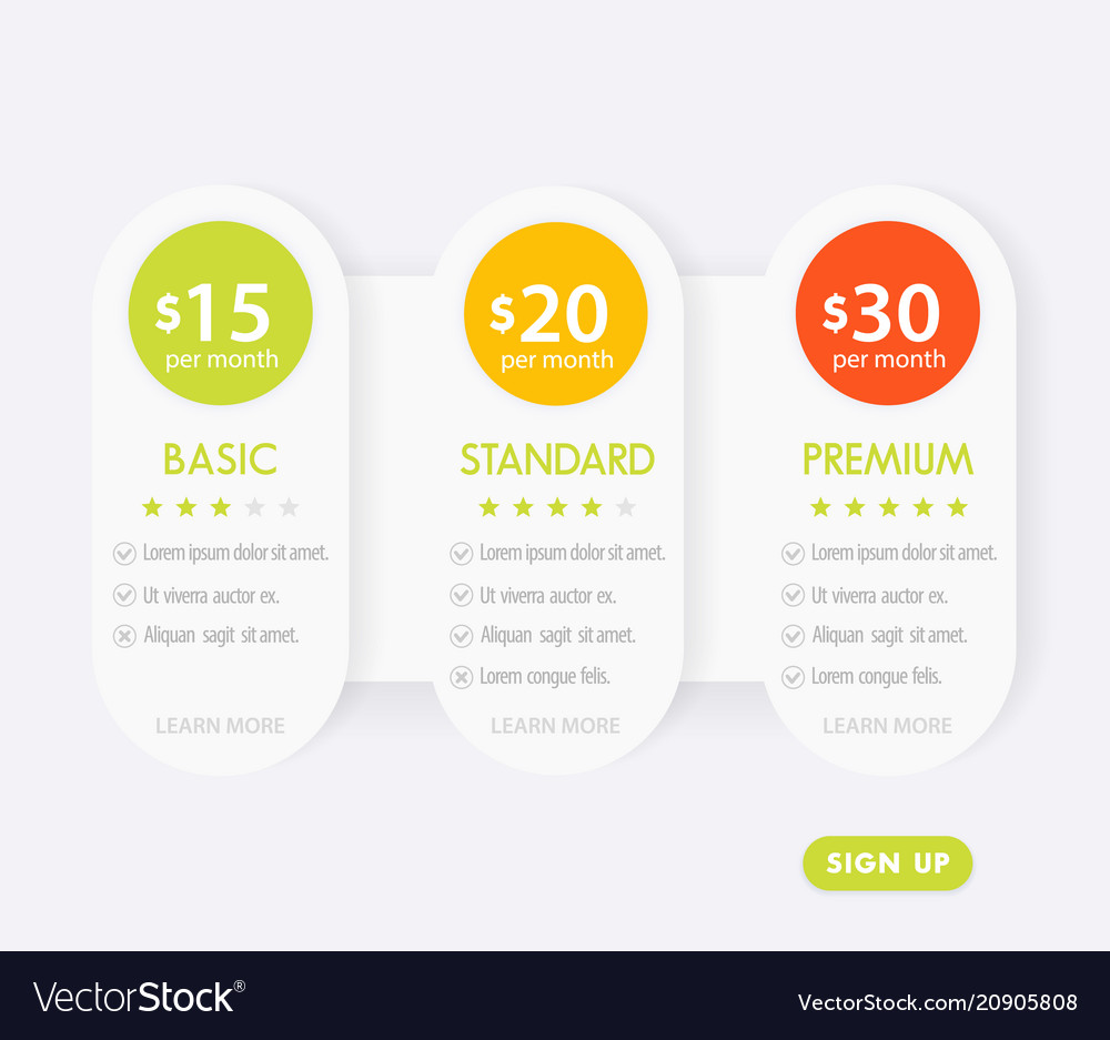 Banner for tariffs prices template Royalty Free Vector Image