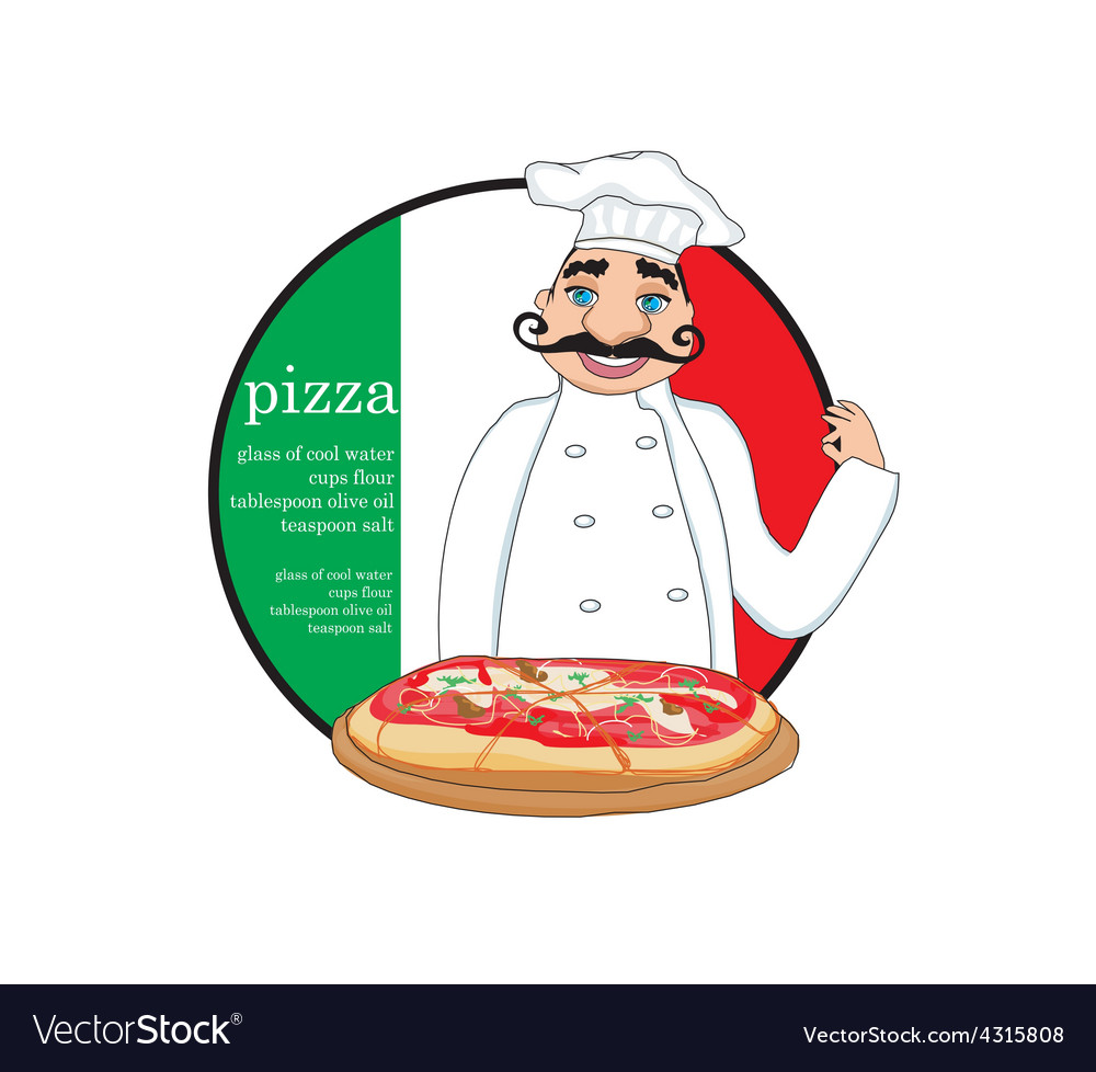 Chef with pizza - abstract card space