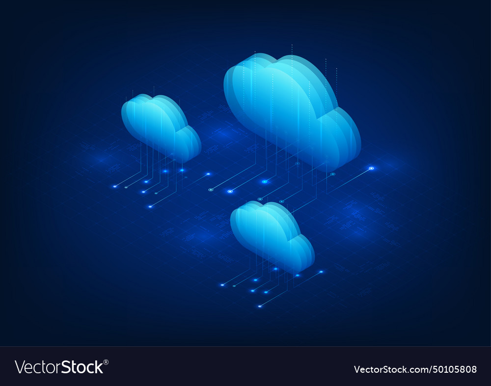 Cloud technology that is storing data vector image Cloud technology that is storing data