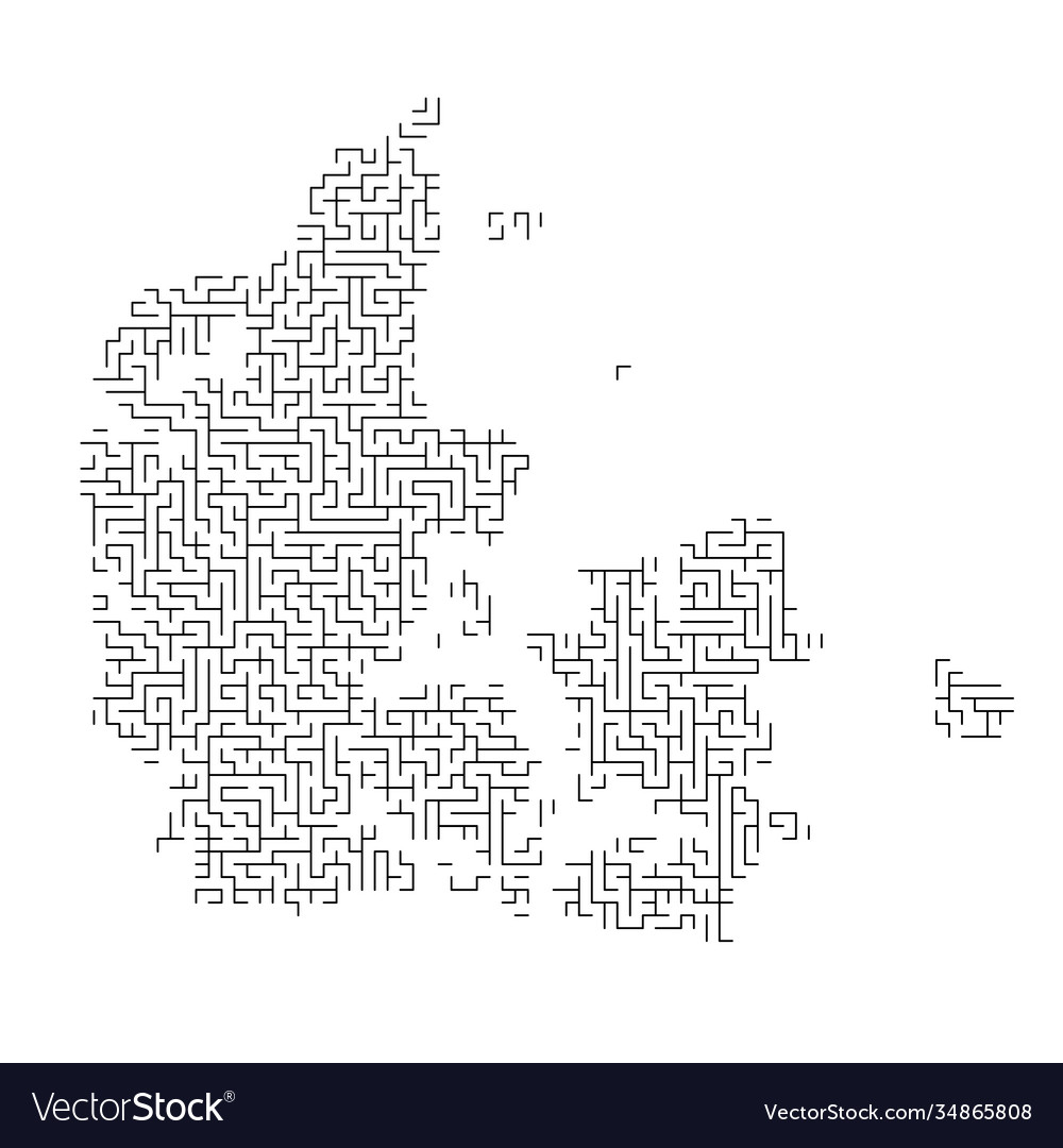 Denmark map from black pattern maze grid Vector Image Denmark map from black pattern maze grid